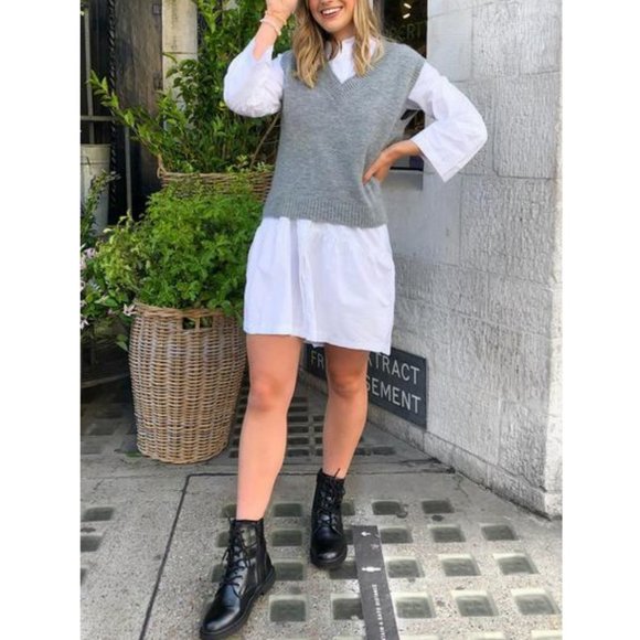 J.Crew Cable Knit Cashmere Merino Wool Angora V-Neck Sweater Vest Preppy School - Picture 9 of 10